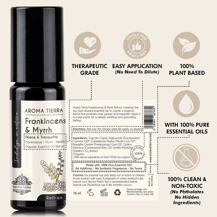 Frankincense &amp; Myrrh Essential Oil Roll-On Organic – Aroma Tierra