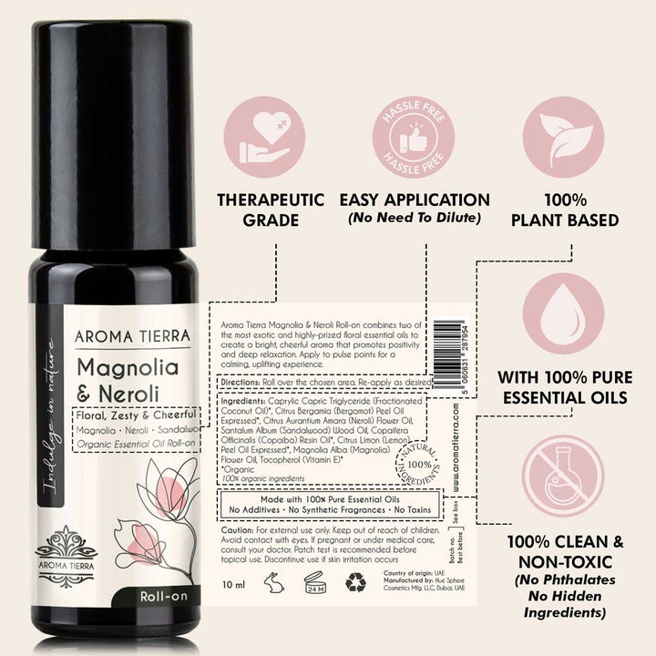 Magnolia &amp; Neroli Essential Oil Roll-On Organic | Aroma Tierra