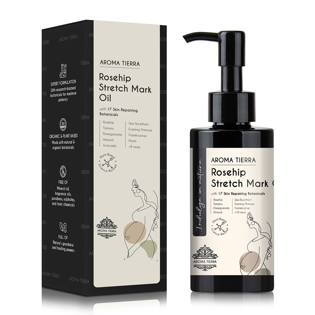Rosehip Stretch Mark Oil With 17 Skin Repairing Botanicals - Aroma Tierra