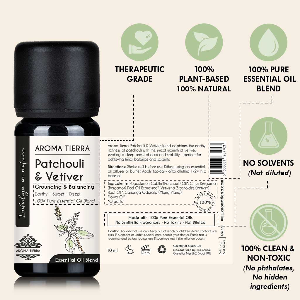 Patchouli &amp; Vetiver Essential Oil Blend - Aroma Tierra