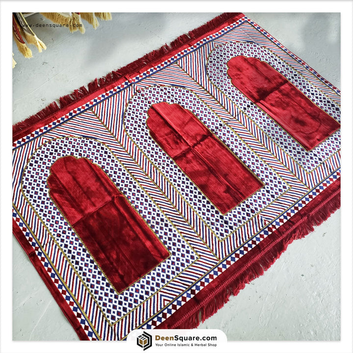 Family Prayer Mat for 3 person - 110x160 cm, Large Size | سجادة صلاة عائلية لثلاثة اشخاص