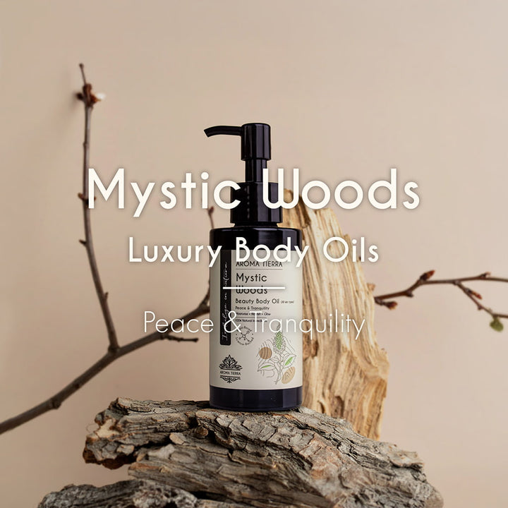 Buy Mystic Woods Body Oil 100ml at deensquare.com Dubai | UAE. Luxurious organic body oil for soft skin, relaxation, and aromatherapy wellness.