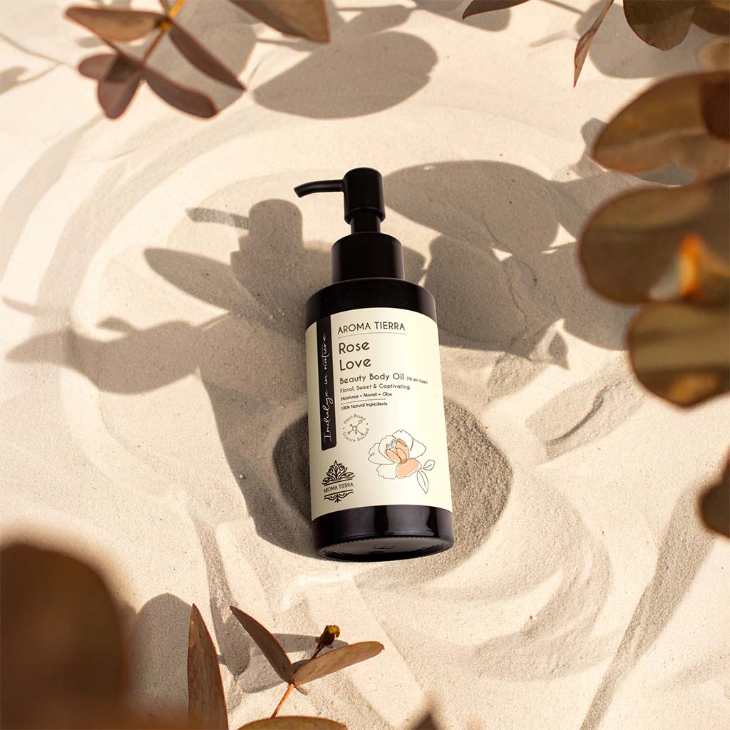 Buy Rose Love Body Oil 100ml at deensquare.com Dubai | UAE. Luxurious rose body oil for soft skin, hydration, relaxation, and wellness care.