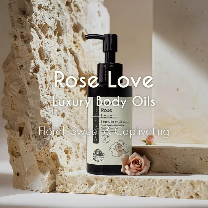 Buy Rose Love Body Oil 100ml at deensquare.com Dubai | UAE. Luxurious rose body oil for soft skin, hydration, relaxation, and wellness care.