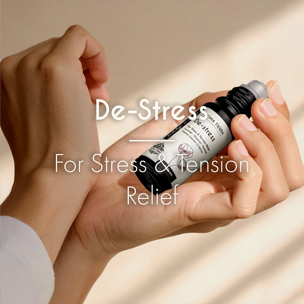 De-stress - Essential Oil Roll-on Organic - For Stress & Tension Relief - Aroma Tierra