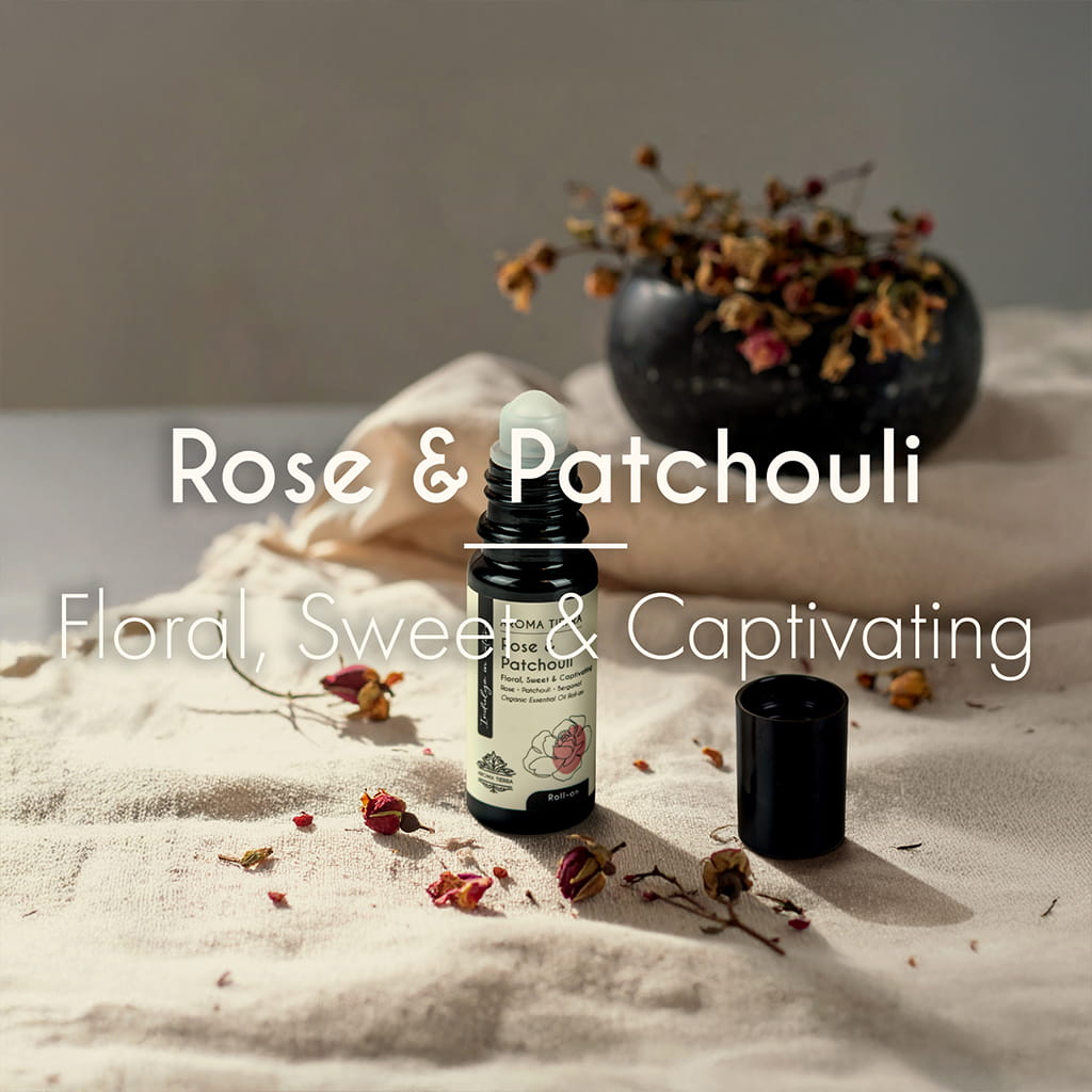 Rose &amp; Patchouli Essential Oil Roll-On Organic | Aroma Tierra