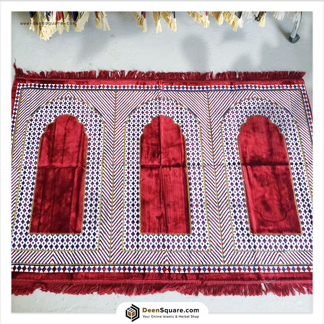 Family Prayer Mat for 3 person - 110x160 cm, Large Size | سجادة صلاة عائلية لثلاثة اشخاص