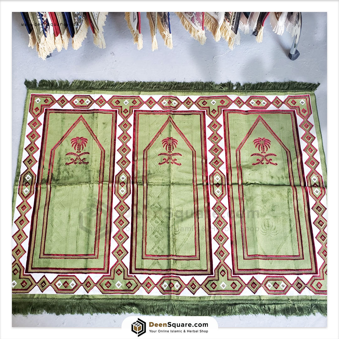 Family Prayer Mat for 3 person - 110x160 cm, Large Size | سجادة صلاة عائلية لثلاثة اشخاص