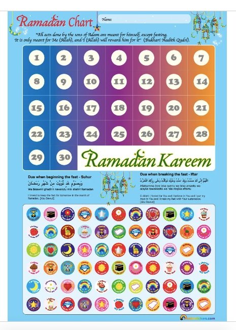 My Ramadan Sticker Chart (66 Fun Stickers)