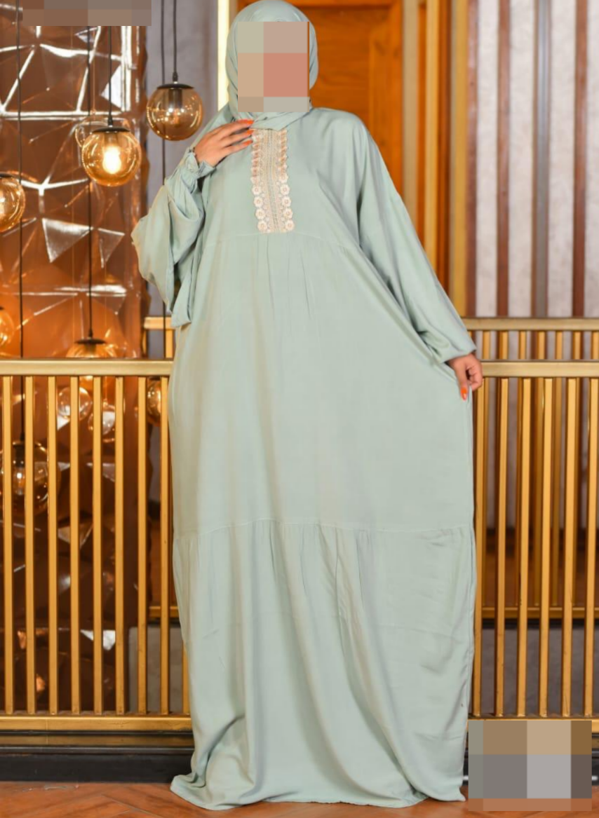 One Piece Prayer Dress with Shayla  - Sage with Embroidery