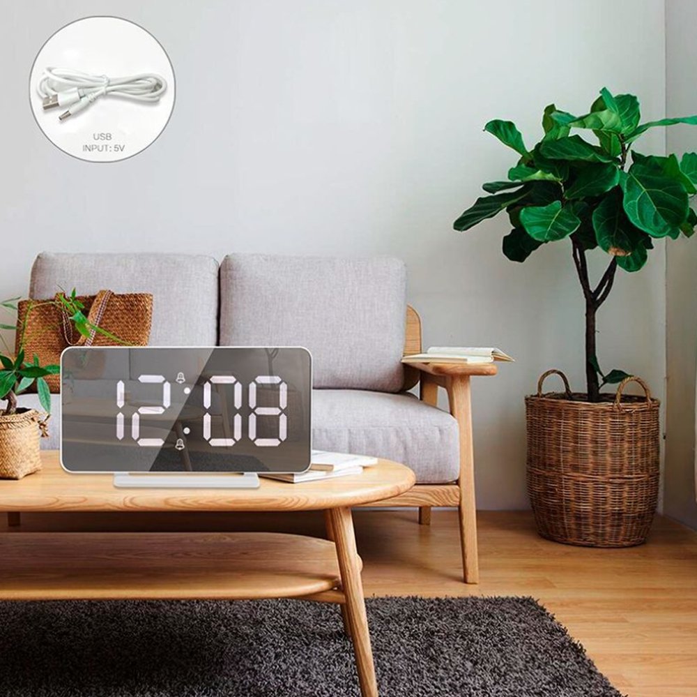 Buy 0S-002 LED Mirror Alarm Clock at deensquare.com Dubai | UAE. Displays time, date, temperature &amp; dual alarms with stylish mirror design.