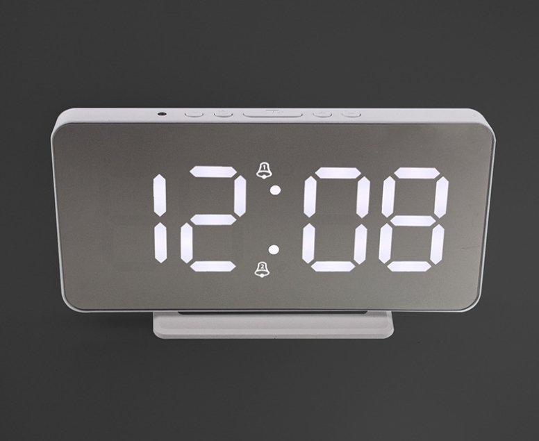 Buy 0S-002 LED Mirror Alarm Clock at deensquare.com Dubai | UAE. Displays time, date, temperature &amp; dual alarms with stylish mirror design.
