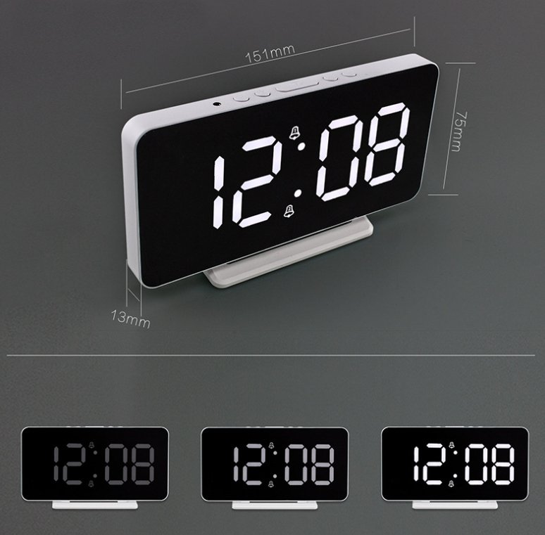Buy 0S-002 LED Mirror Alarm Clock at deensquare.com Dubai | UAE. Displays time, date, temperature &amp; dual alarms with stylish mirror design.