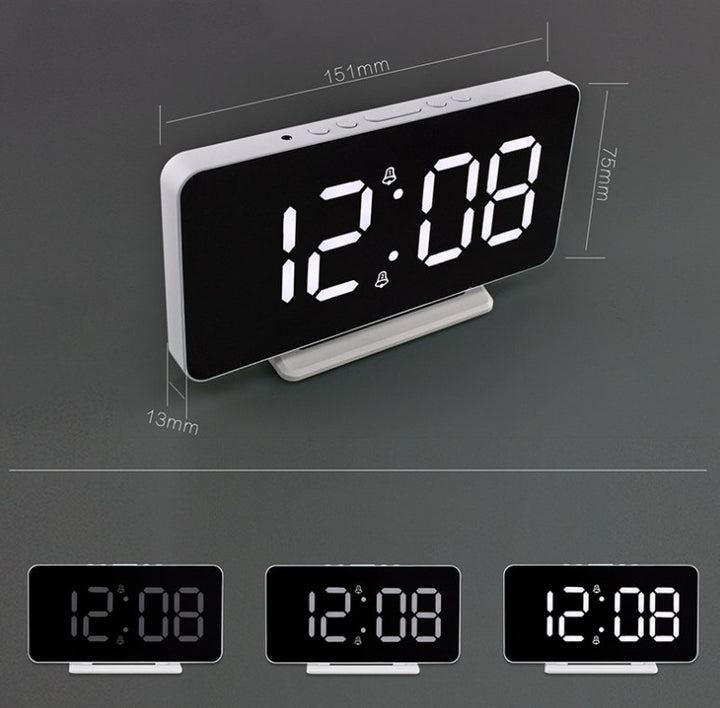 Buy 0S-002 LED Mirror Alarm Clock at deensquare.com Dubai | UAE. Displays time, date, temperature &amp; dual alarms with stylish mirror design.