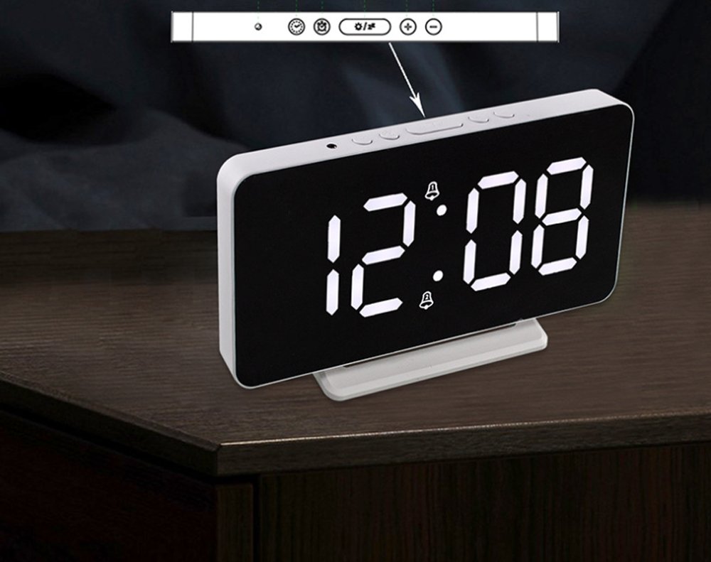 Buy 0S-002 LED Mirror Alarm Clock at deensquare.com Dubai | UAE. Displays time, date, temperature &amp; dual alarms with stylish mirror design.