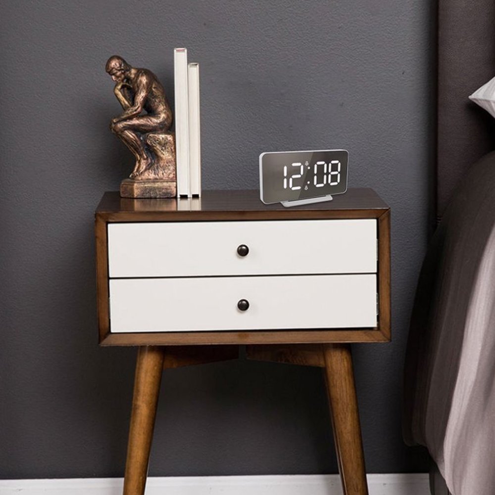 Buy 0S-002 LED Mirror Alarm Clock at deensquare.com Dubai | UAE. Displays time, date, temperature &amp; dual alarms with stylish mirror design.