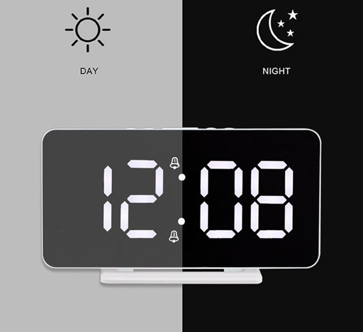 Buy 0S-002 LED Mirror Alarm Clock at deensquare.com Dubai | UAE. Displays time, date, temperature &amp; dual alarms with stylish mirror design.