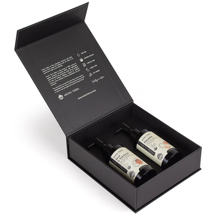 Buy Floral Symphony Gift Set of 2 Luxury Body Oils at deensquare.com Dubai | UAE. Perfect gift for her with Rose Patchouli and Passion oils.