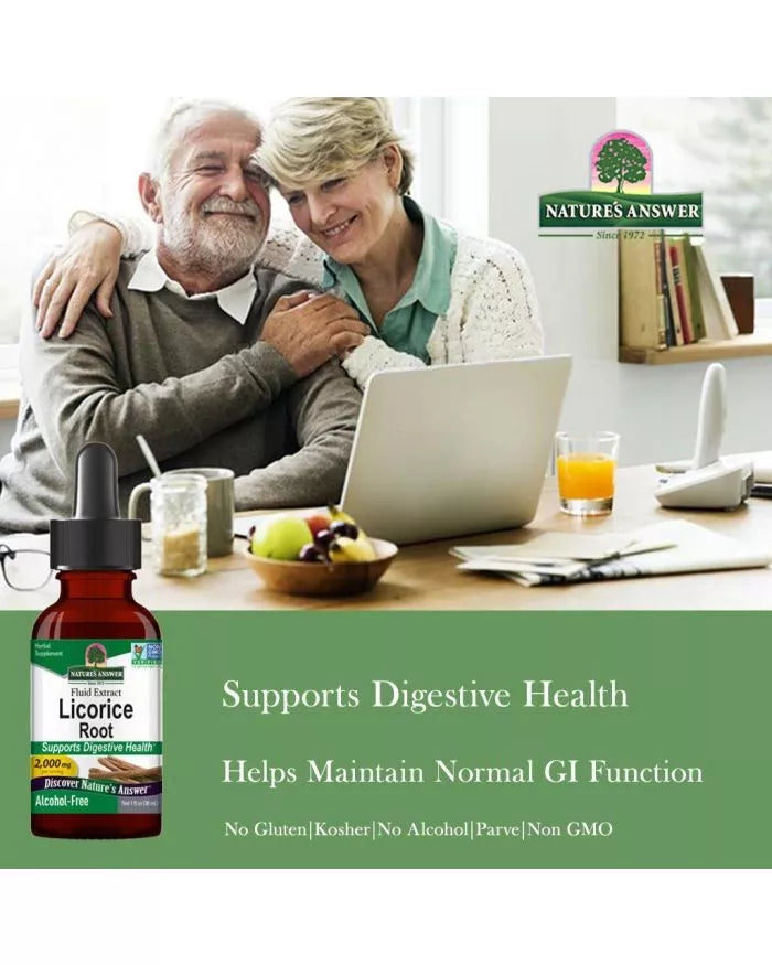 Licorice Root 2000mg Fluid Extract Drops For Digestive Health, 30ml