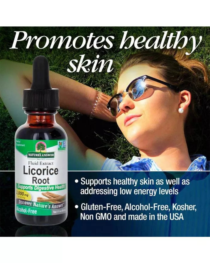 Licorice Root 2000mg Fluid Extract Drops For Digestive Health, 30ml