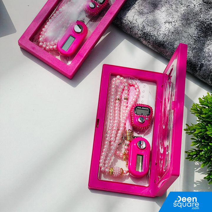 Beautiful Tasbeeh Counter Gift Set – 99 Beads Tasbih with Finger Counter & Keychain