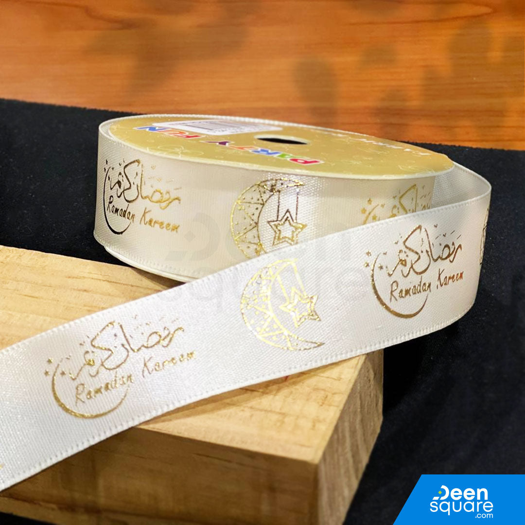 Ramadan Kareem Ribbon (Arabic & English) (2.5 cm x 5 yard)