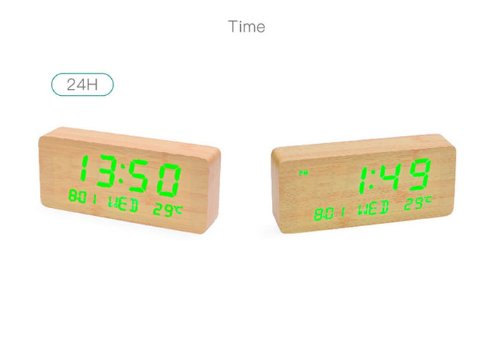 Buy 1501 wooden clock with perpetual calendar at deensquare.com. LED alarm clock with temperature display in Dubai | UAE.