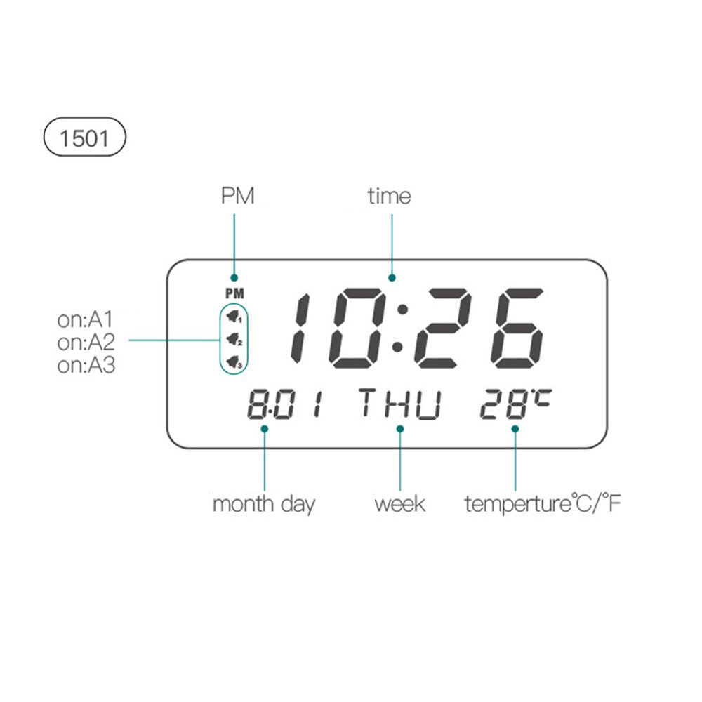Buy 1501 wooden clock with perpetual calendar at deensquare.com. LED alarm clock with temperature display in Dubai | UAE.