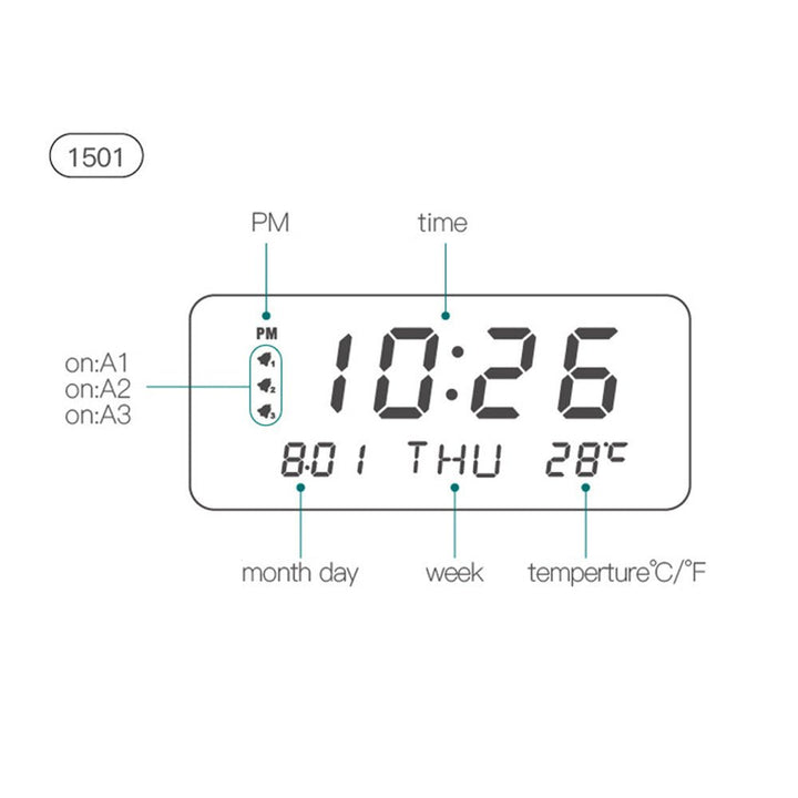 Buy 1501 wooden clock with perpetual calendar at deensquare.com. LED alarm clock with temperature display in Dubai | UAE.