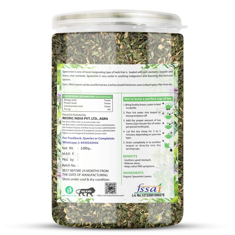 BRALCON organic mint herbal tea 100g spearmint leaves