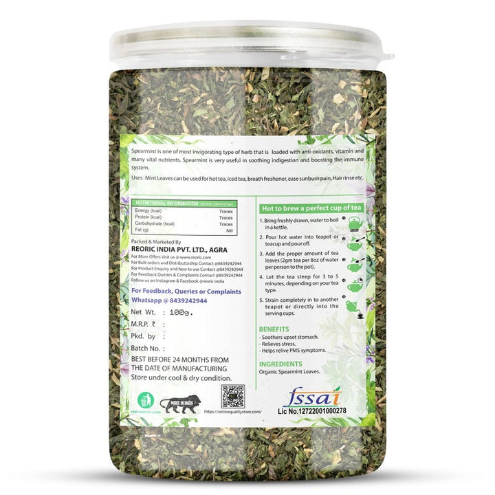 BRALCON organic mint herbal tea 100g spearmint leaves