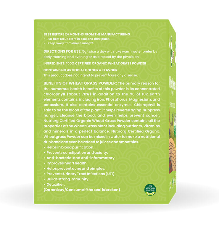 Nutriorg Certified Organic Wheatgrass powder 75g