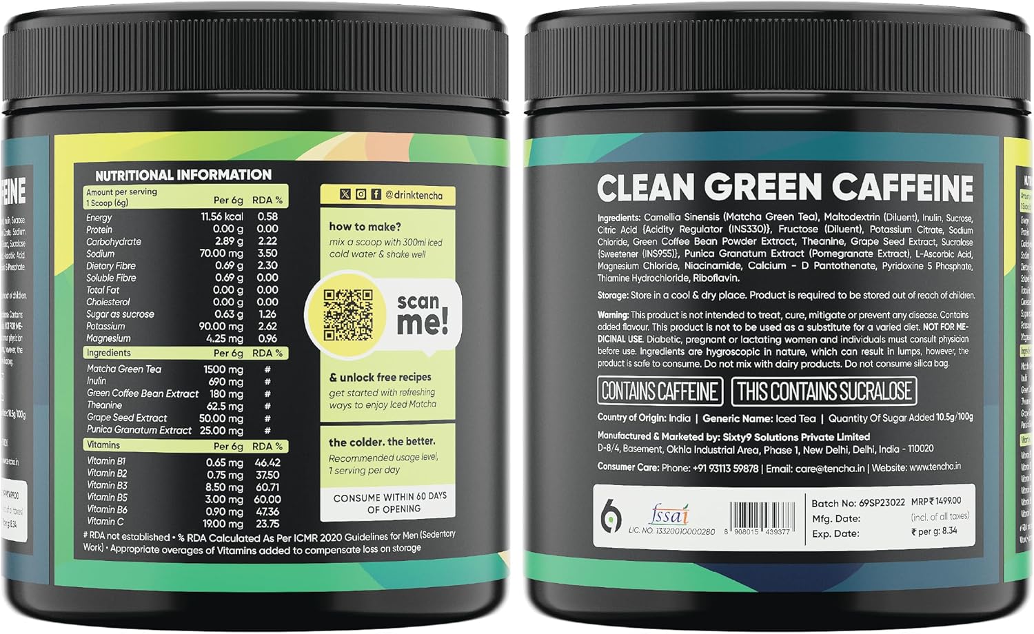 Tencha Iced Matcha Cold Blend  Dietary Supplement 180 GM