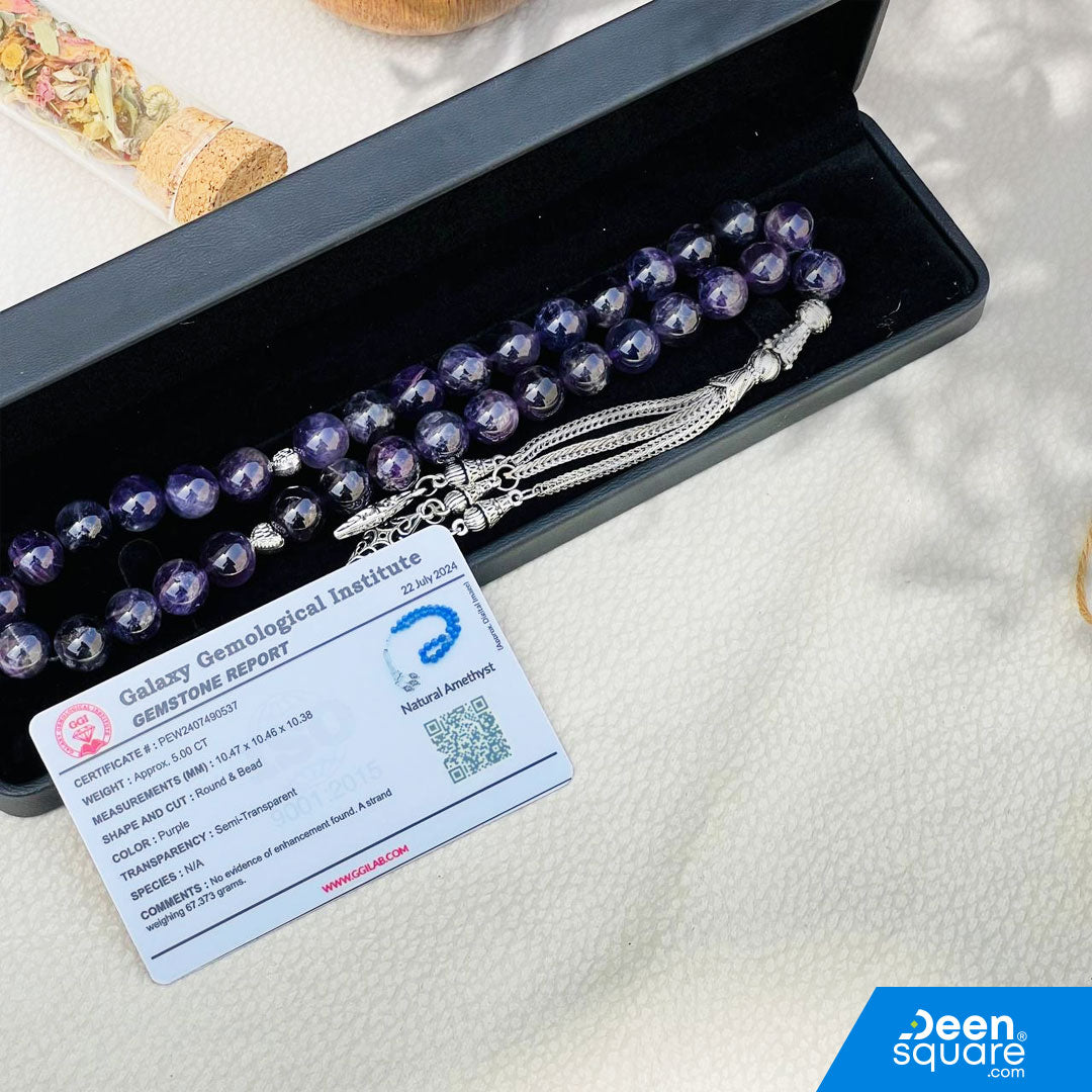 Pearl 33 beads Tasbeeh - Natural Amethyst