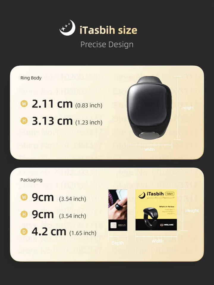 Zikr Ring Smart Tasbeeh Counter Weslamic iTasbih Ring - Salam (Size 20mm - 22mm)