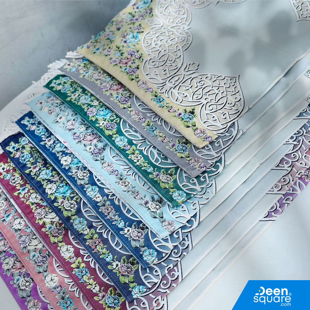 Turkish Embroidered Prayer Mat – Floral Border Design (70x110 cm)