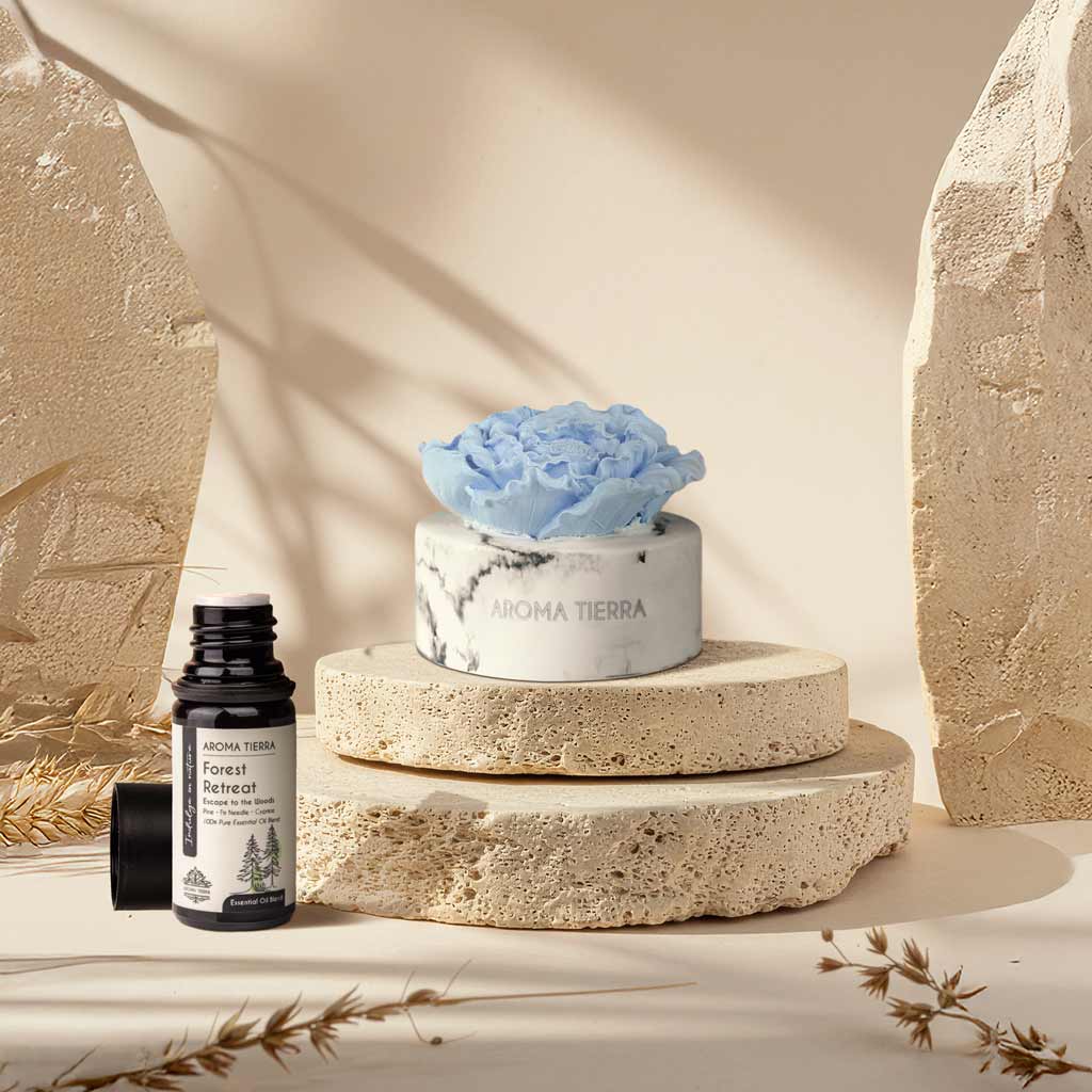 cera flora essential oil diffuser with forest retreat essential oil blend aroma tierra