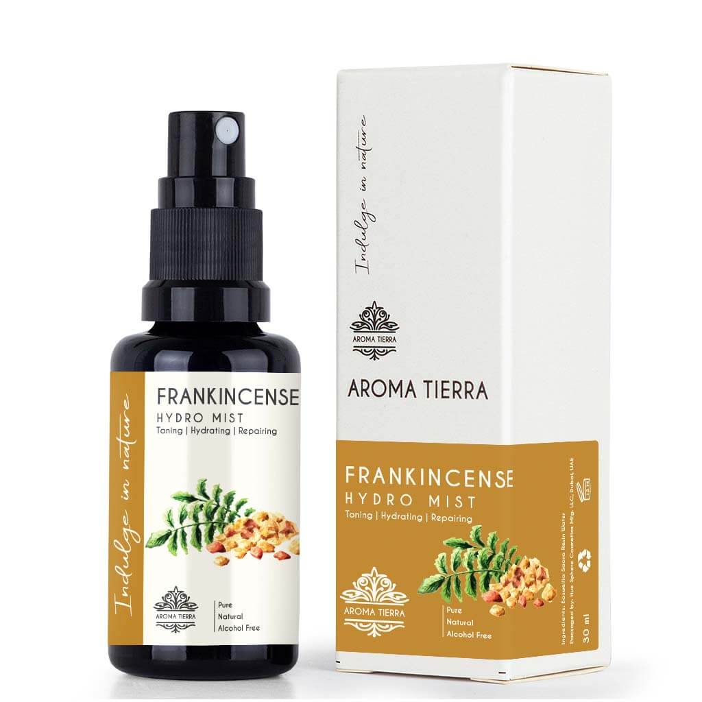 Aroma Tierra Organic Frankincense Hydro Mist - ECOCERT Certified Omani Frankincense Water for Anti-Aging
