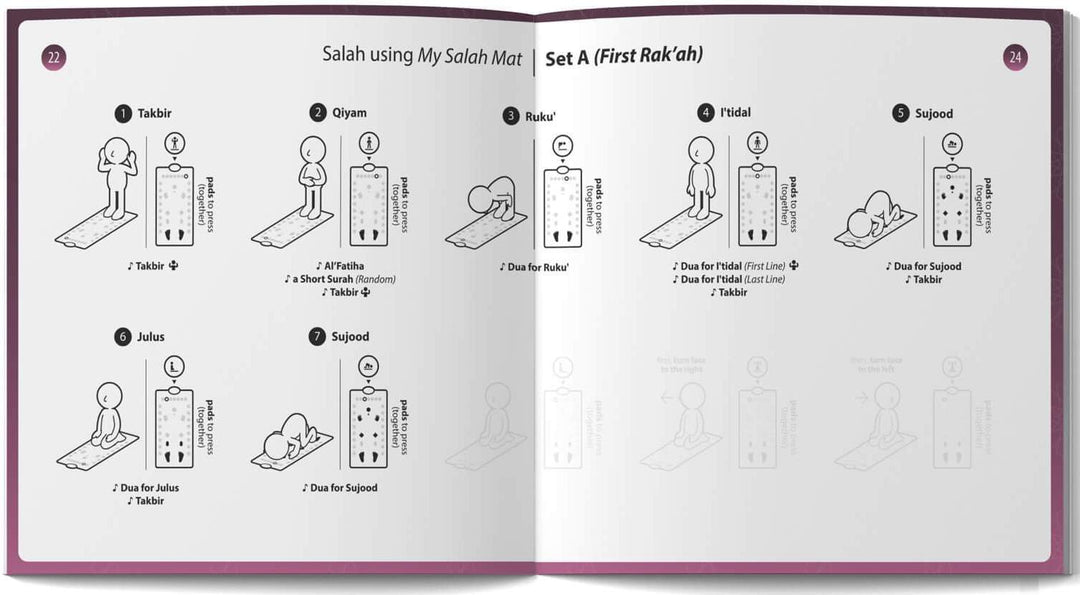 My Salah Mat Adult & Revert Muslim Educational Interactive Prayer Mat with Wireless Connection & Salah Translation - Pink Color