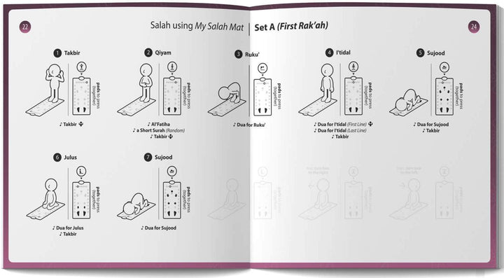 My Salah Mat Adult & Revert Muslim Educational Interactive Prayer Mat with Wireless Connection & Salah Translation - Pink Color