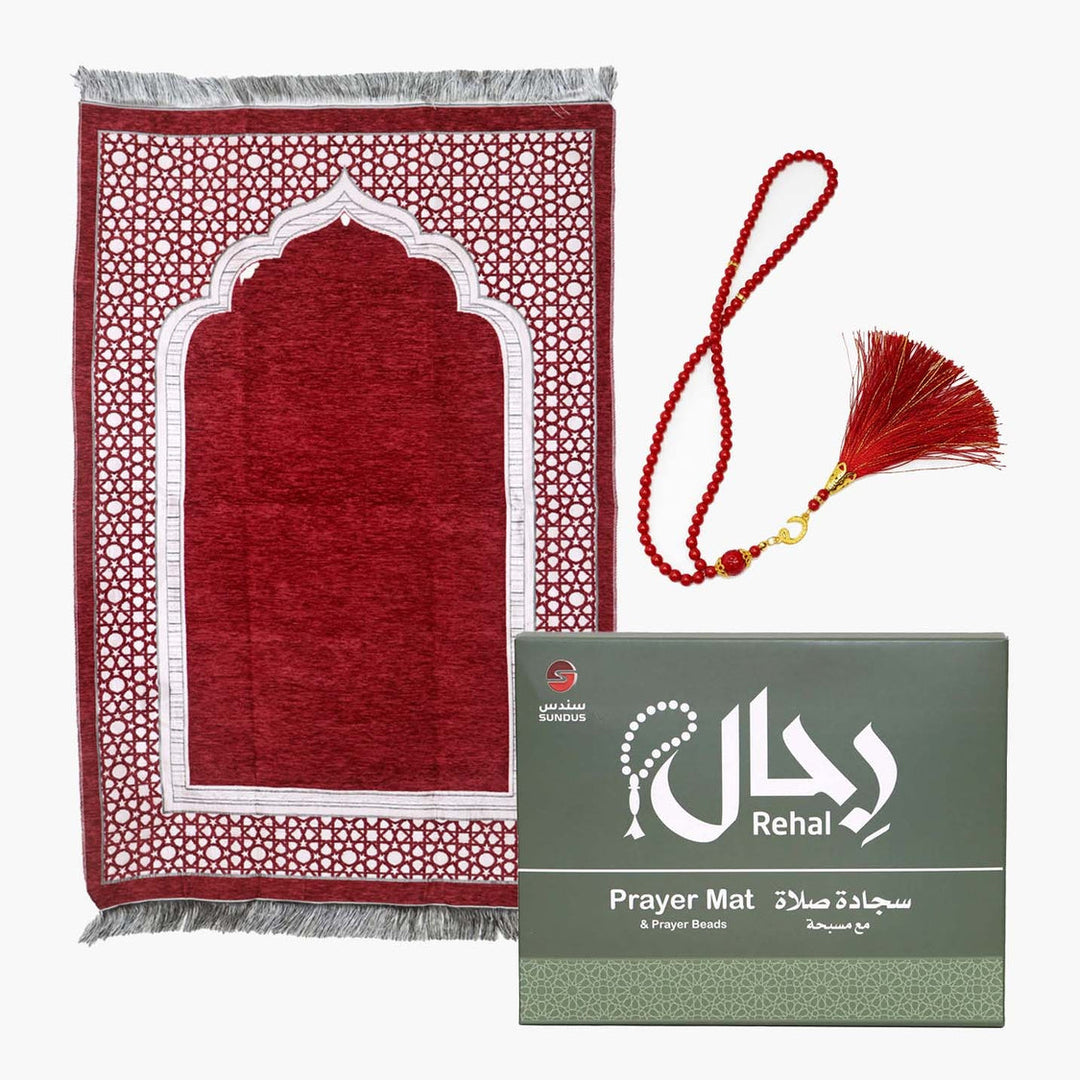 Rehal Prayer Mat with Tasbeeh – Lightweight Travel Prayer Mat Set for Daily Salah