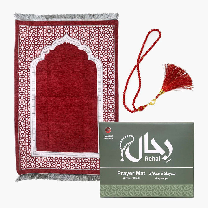 Rehal Prayer Mat with Tasbeeh – Lightweight Travel Prayer Mat Set for Daily Salah