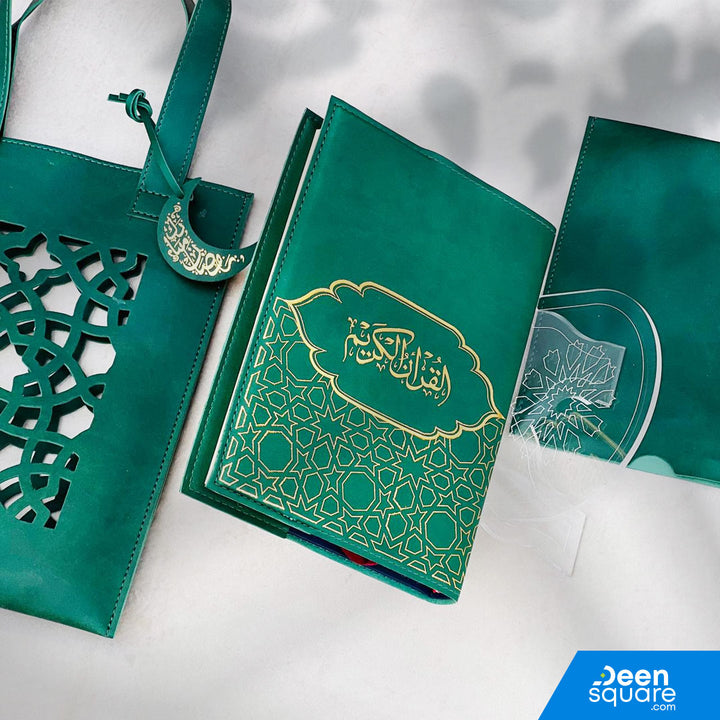 Elegant Quran Gift Set with Leather Bag |  مجموعة هدايا القرآن الكريم الأنيقة مع حقيبة جلدية