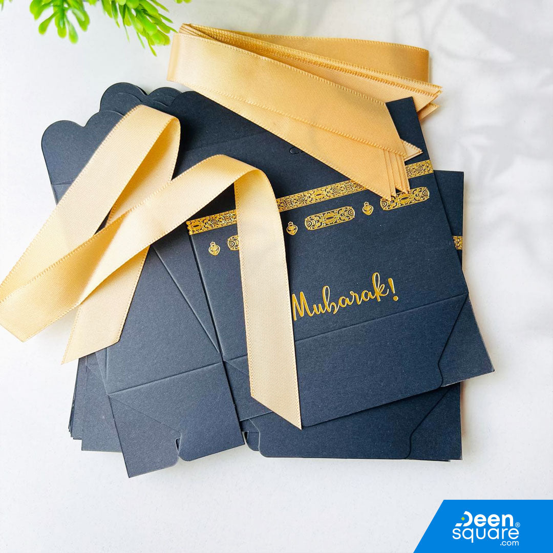 Paper Gift Boxes with Golden Foil – Set of 10 (Hajj, Umrah Gift)