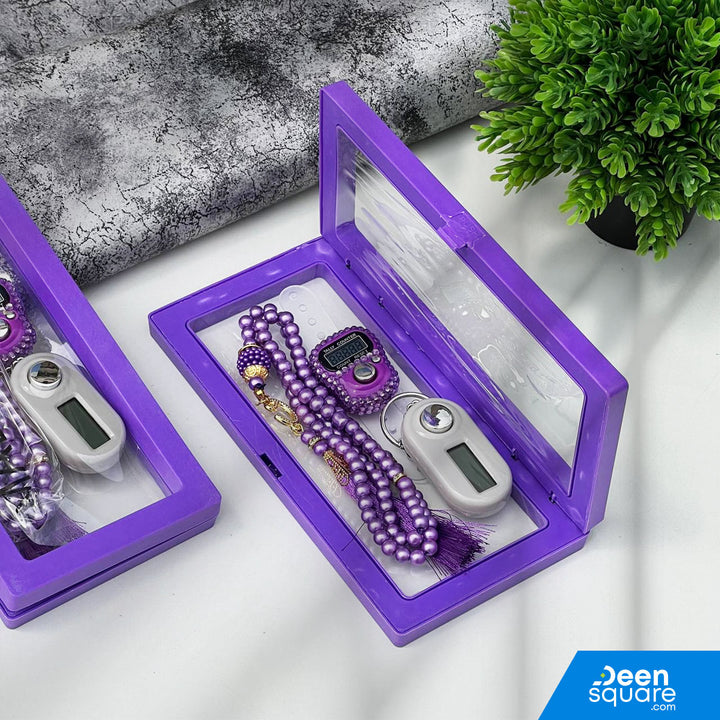 Beautiful Tasbeeh Counter Gift Set – 99 Beads Tasbih with Finger Counter & Keychain