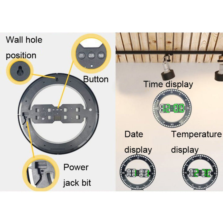 Buy DS-3688L 3D LED Wall Clock at deensquare.com Dubai | UAE. Features time, date, temperature display &amp; automatic brightness adjustment.