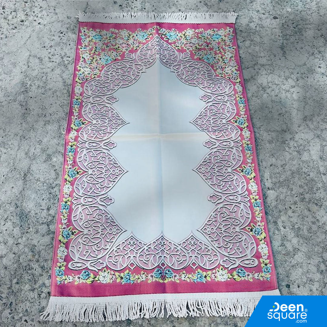 Turkish Embroidered Prayer Mat – Floral Border Design (70x110 cm)