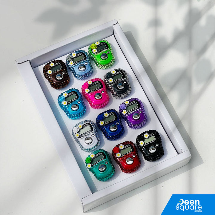 Finger Tally Counter – Digital Tasbeeh Counter (Assorted Colors) - 12 Piece