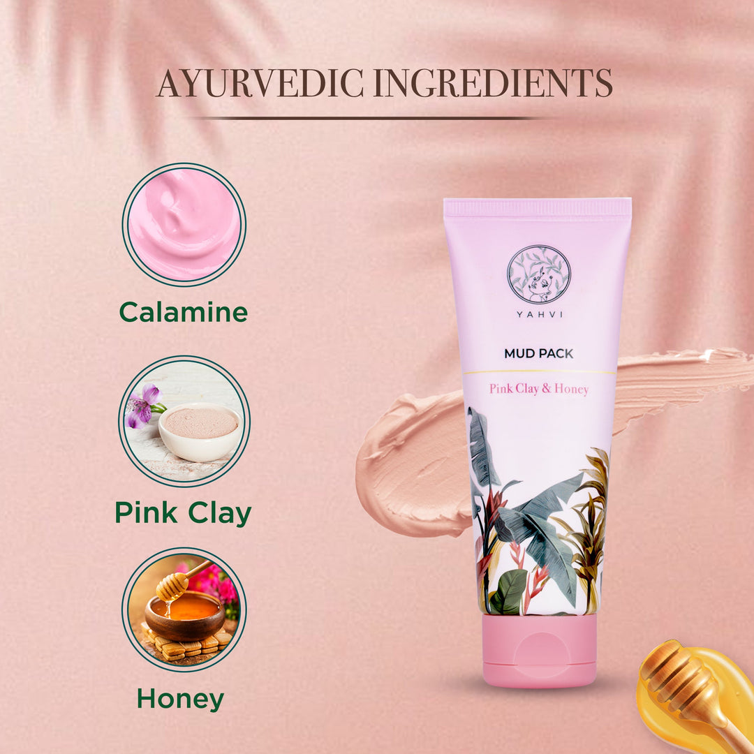 Buy Yahvi Pink Clay &amp; Honey Mud Pack for deep skin cleansing, detox &amp; glow. Shop at deensquare.com | Dubai UAE