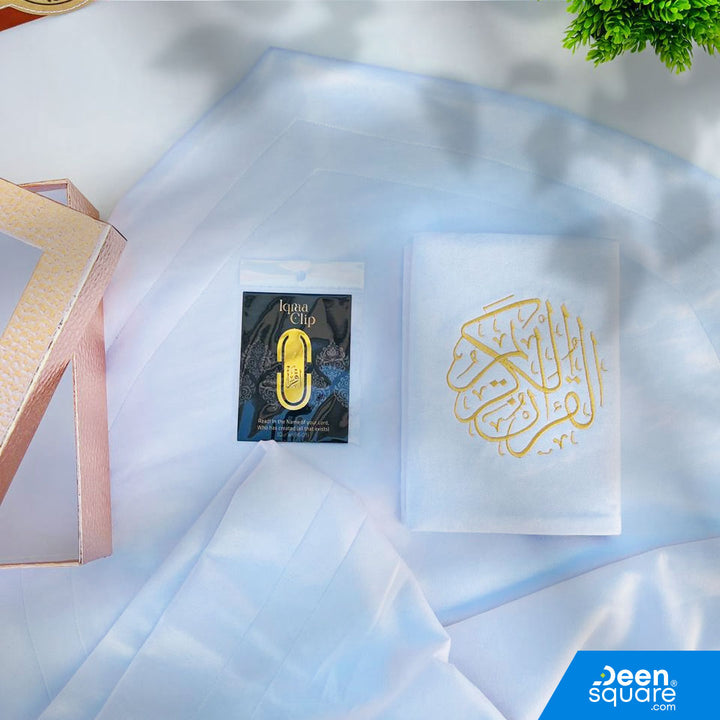 Elegant Gift Box - Matching Color Quran & Prayer Mat Set with Iqraa Clip